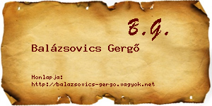 Balázsovics Gergő névjegykártya